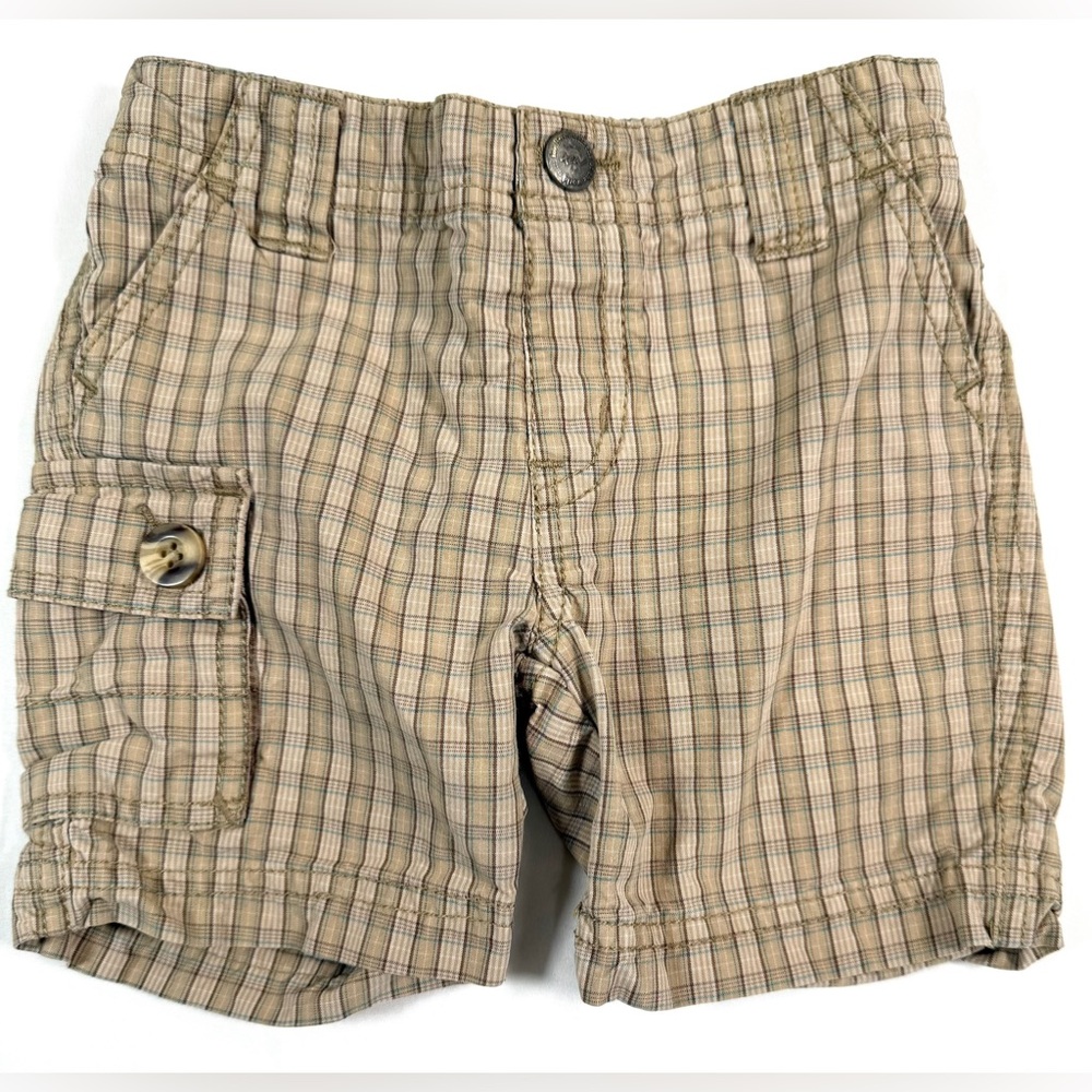TEA COLLECTION Baby Boys Plaid‎ Cargo Shorts Size S 6 12 Months Classic Utility